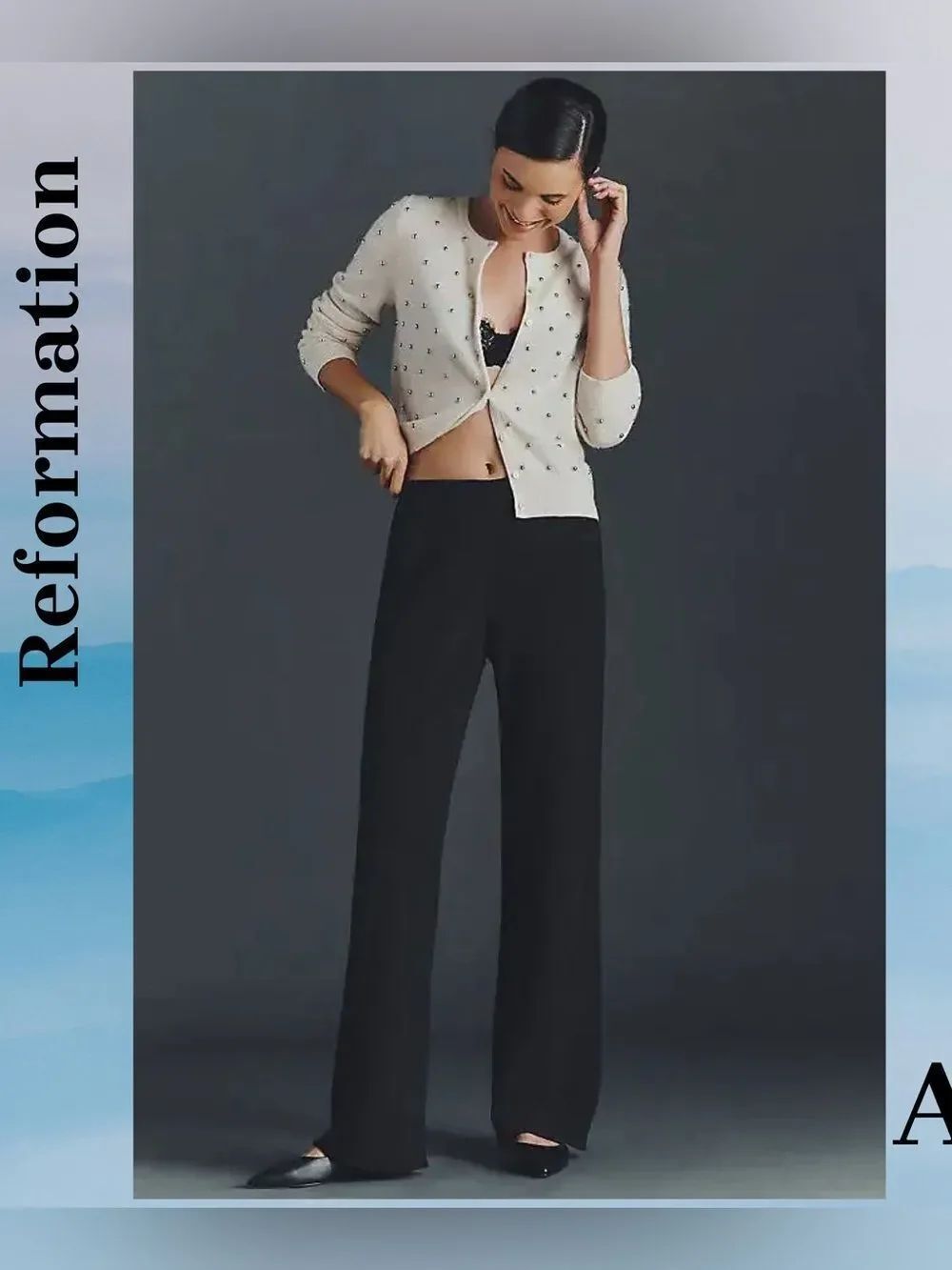 Reformation Black Wide-Leg Trousers NWT Size Large